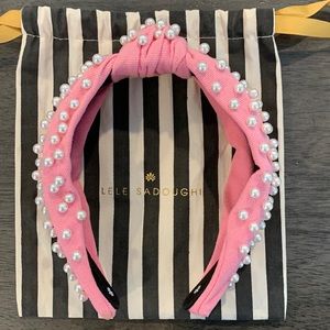 SOLD Lele Sadoughi Pink candy pearl woven headband